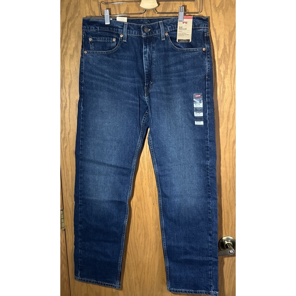 LEVI'S 505 Regular Fit Men's Jeans, Medium Stonewash Straight Leg 35 x 32 NEW